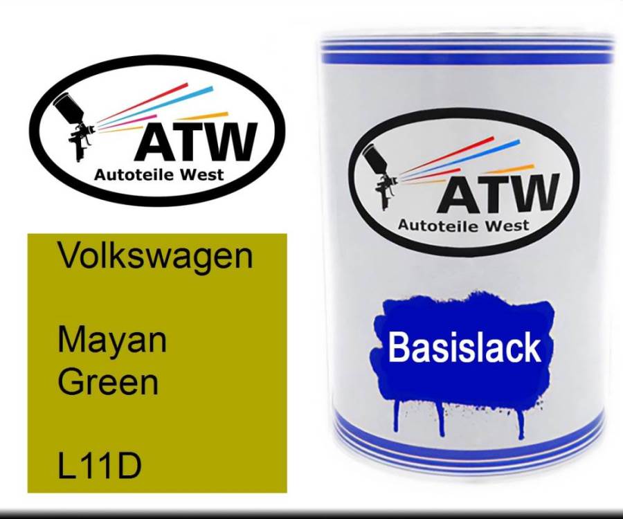 Volkswagen, Mayan Green, L11D: 500ml Lackdose, von ATW Autoteile West.